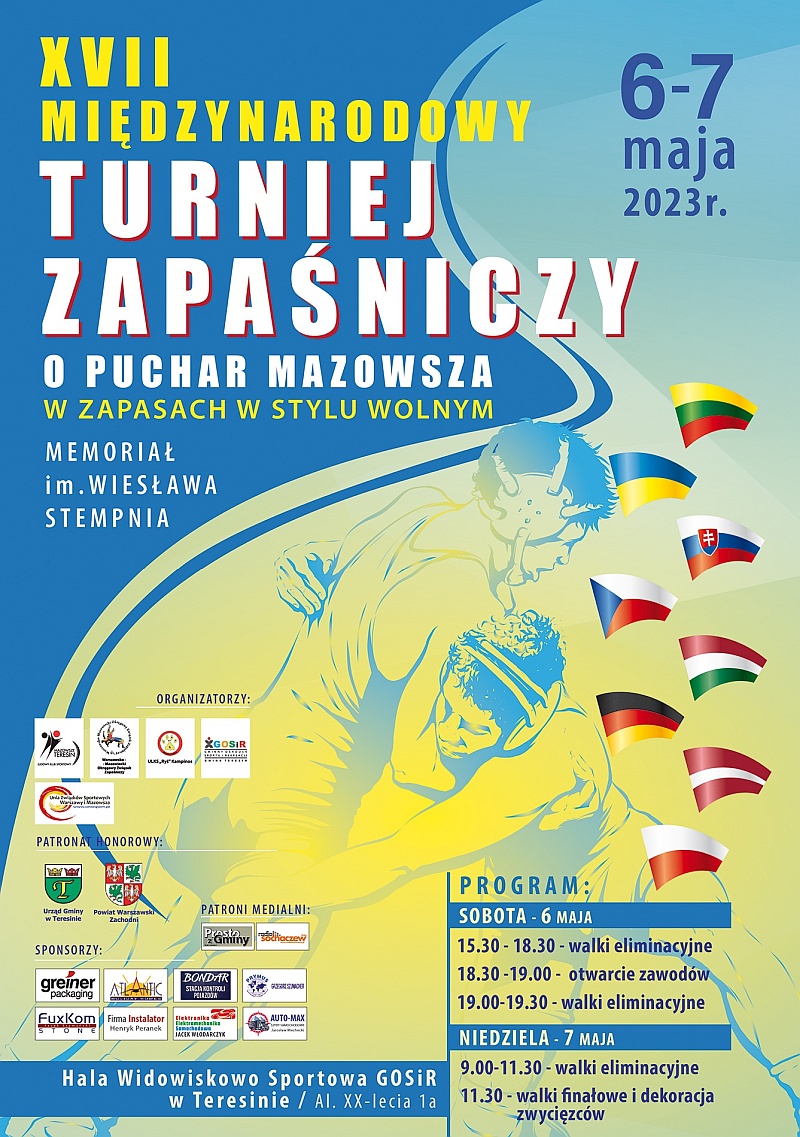 XVII Międzynarodowy Turniej Zapaśniczy o Puchar Mazowsza Młodzików w zapasach w stylu wolnym - Memoriał Wiesława Stempnia - Teresin 2023
